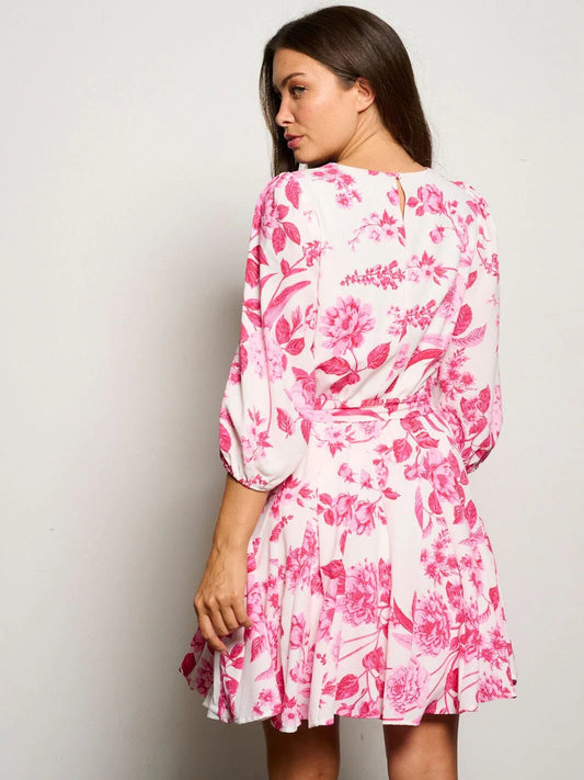 Tie Floral Mini Dress