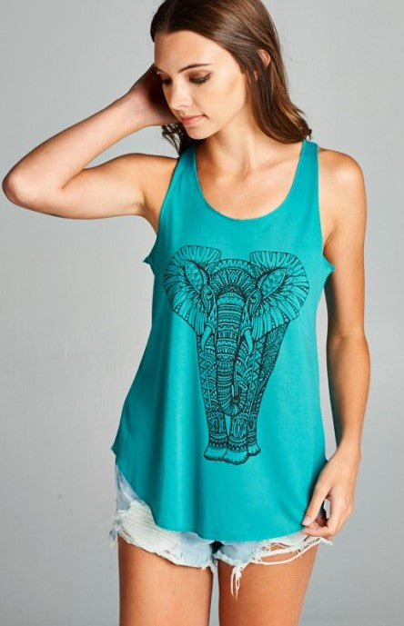 Teal Abstract Elephant Tank
