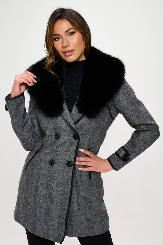 Wool Faux Fur Coat