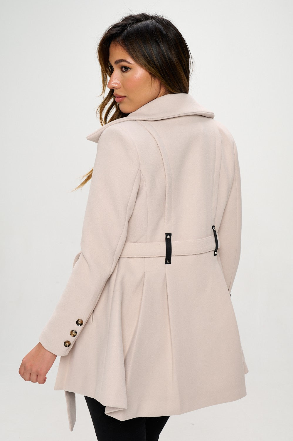 Vegan Wool Blend Dress Coat - Cream