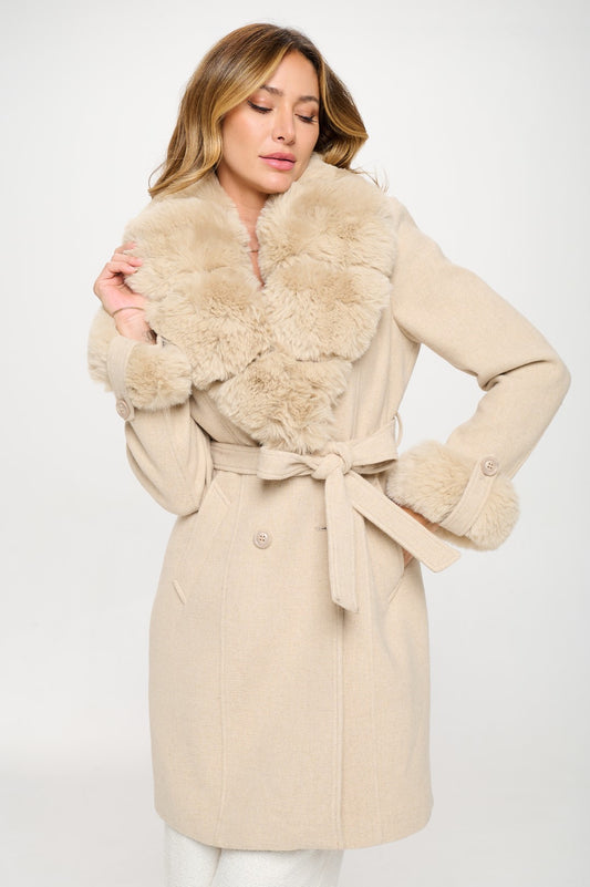 Patterned Faux Fur Coat