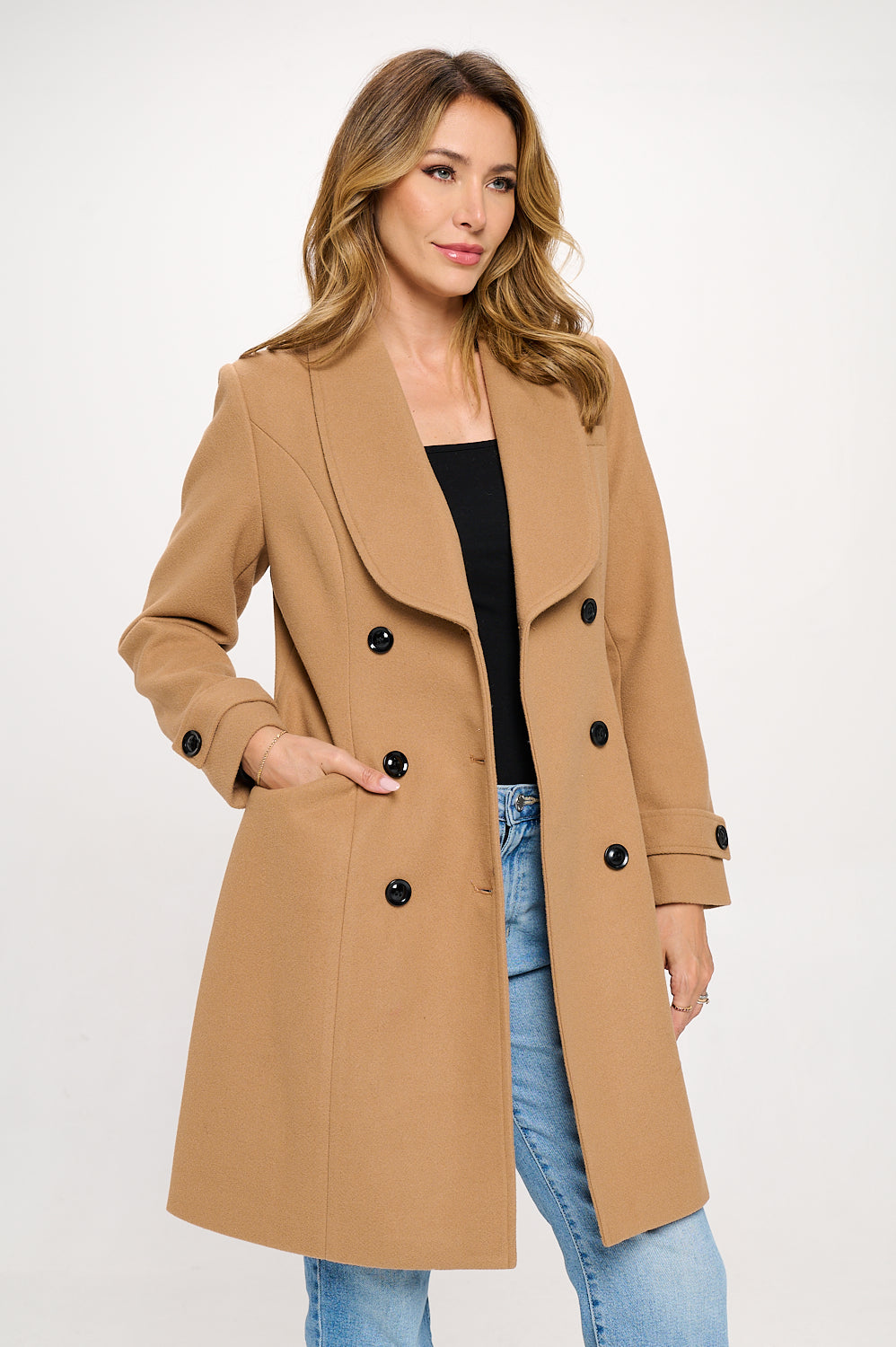 Vegan Wool Button Coat