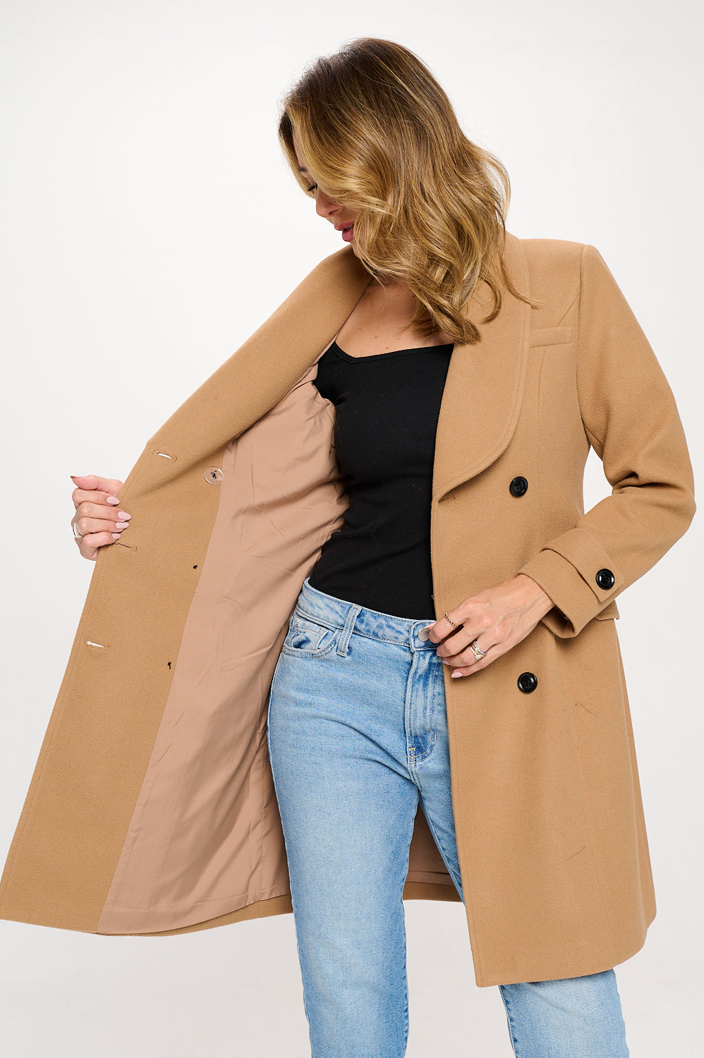 Vegan Wool Button Coat