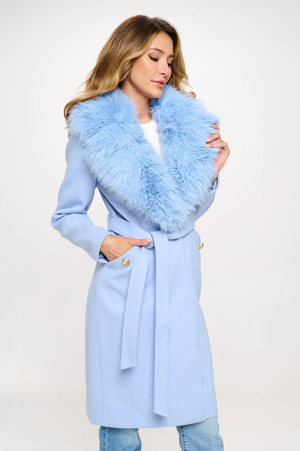 Faux Fur Collar Coat