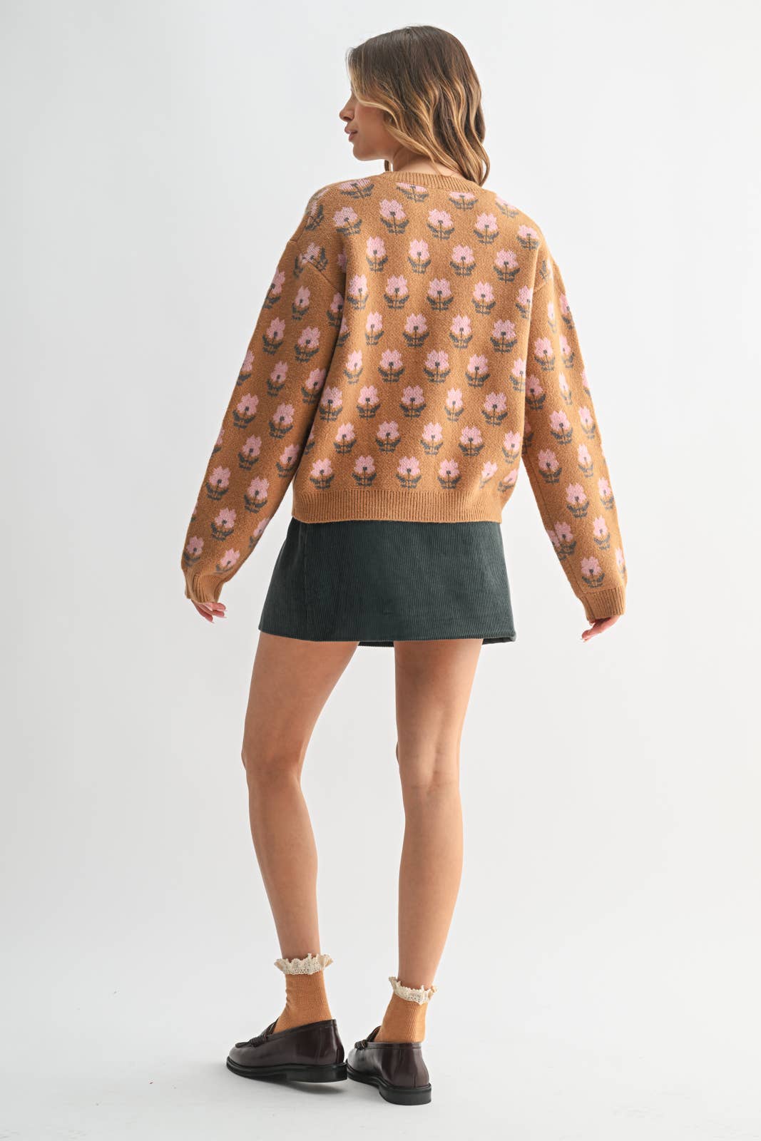Cozy Floral Jacquard Cardigan
