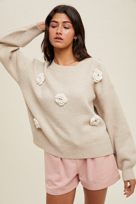 3D Floral Detail Sweater