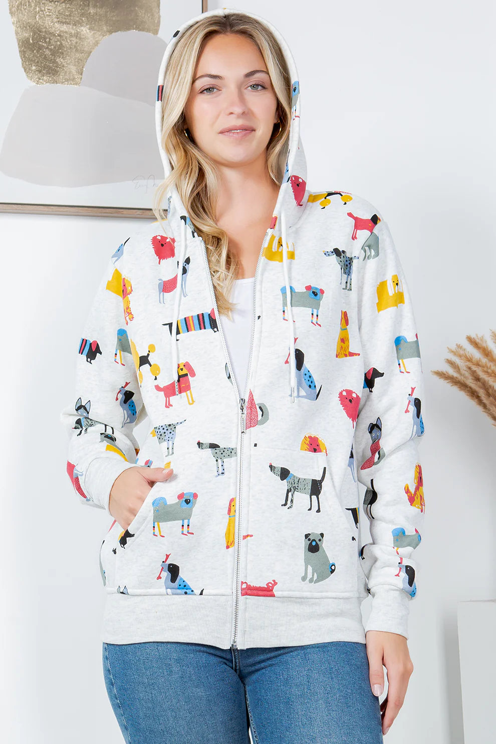 Colorful Dog Zip Hoodie