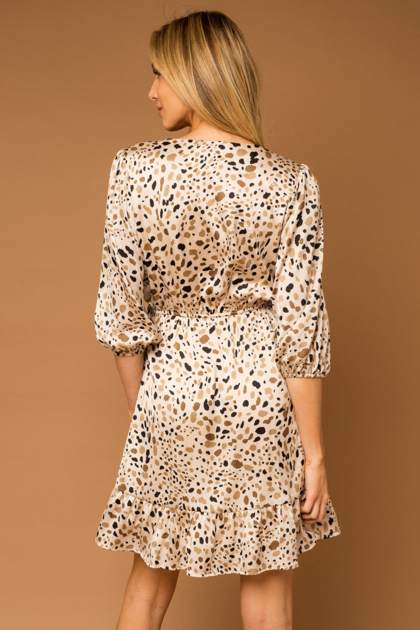 Abstract Spotted Print Tie Dress