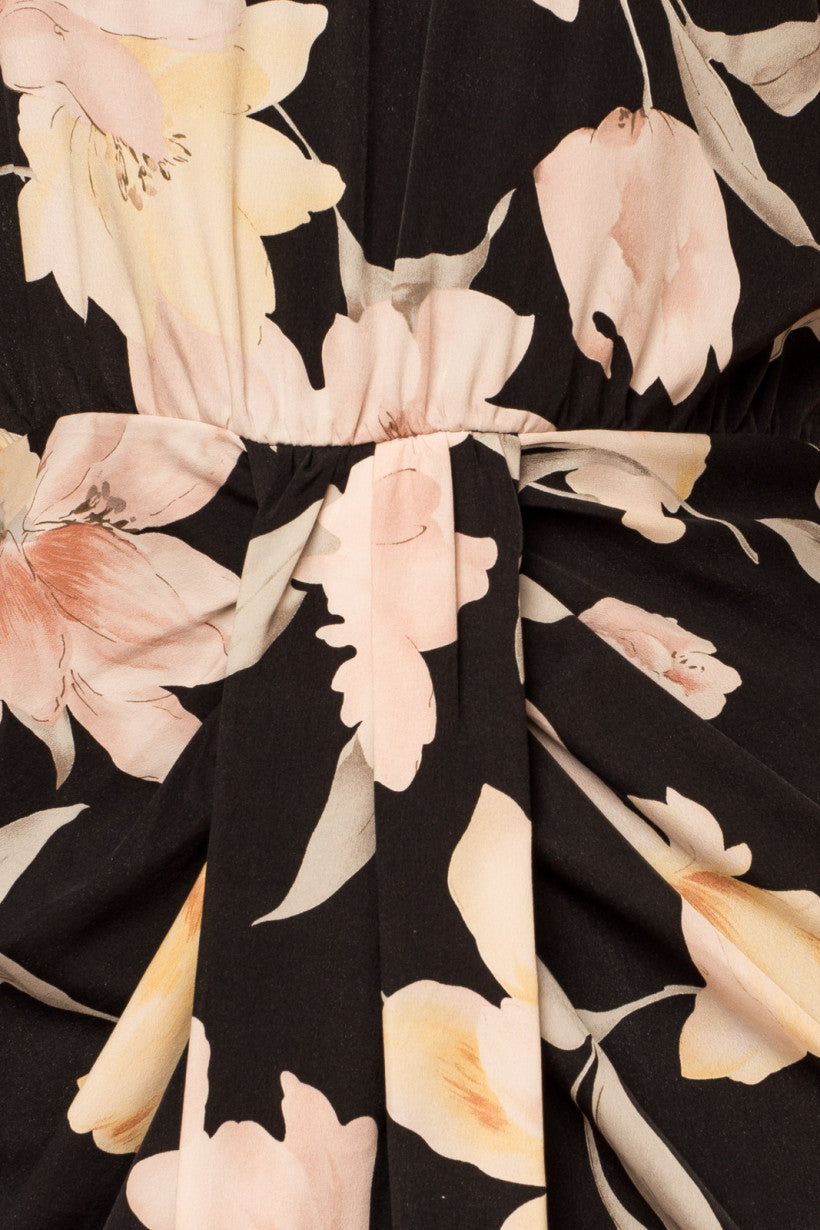Floral Print Side Slit Halter Dress
