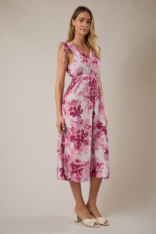 Tie Strap Floral Midi Dress
