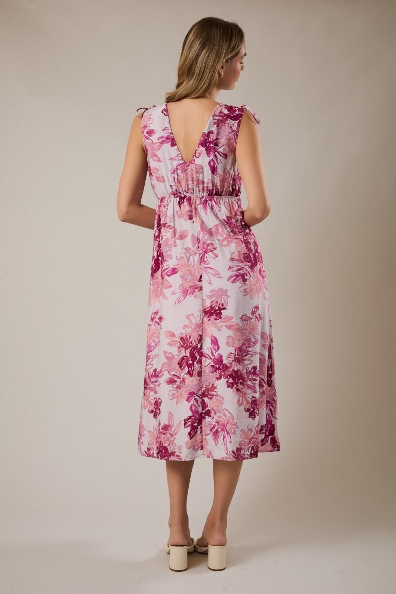 Tie Strap Floral Midi Dress