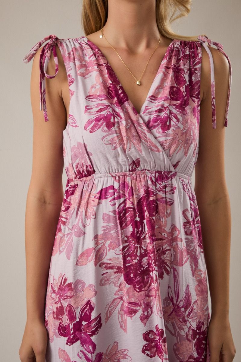 Tie Strap Floral Midi Dress