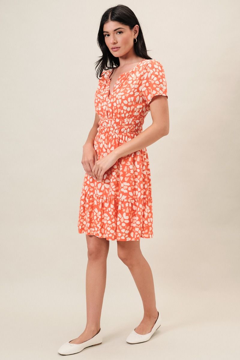 Split Neck Ruffle Hem Dress