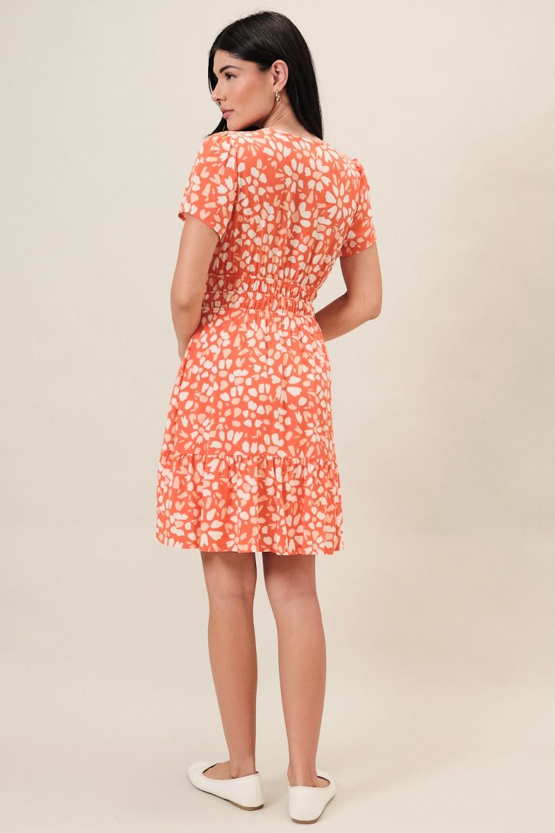 Split Neck Ruffle Hem Dress