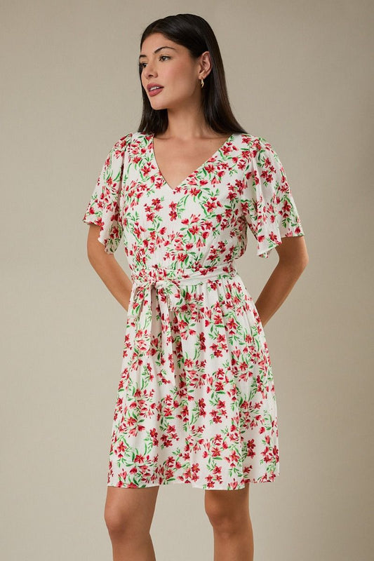 Waist Tie Floral Dress