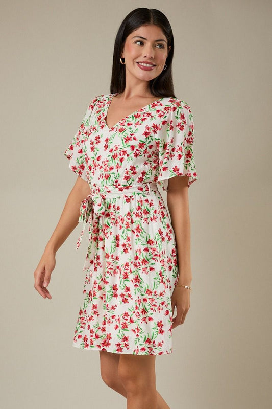 Waist Tie Floral Dress