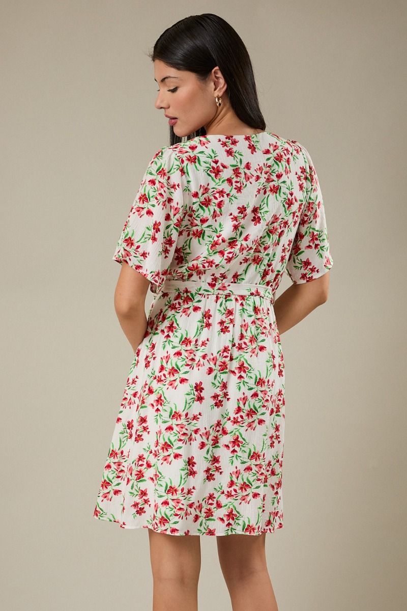 Waist Tie Floral Dress