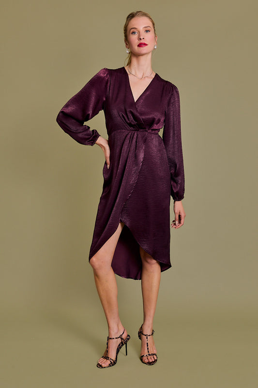 Wine Surplice Dress