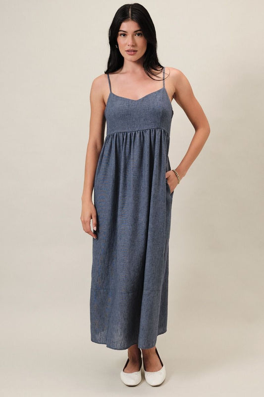 Denim Smocked Back Dress