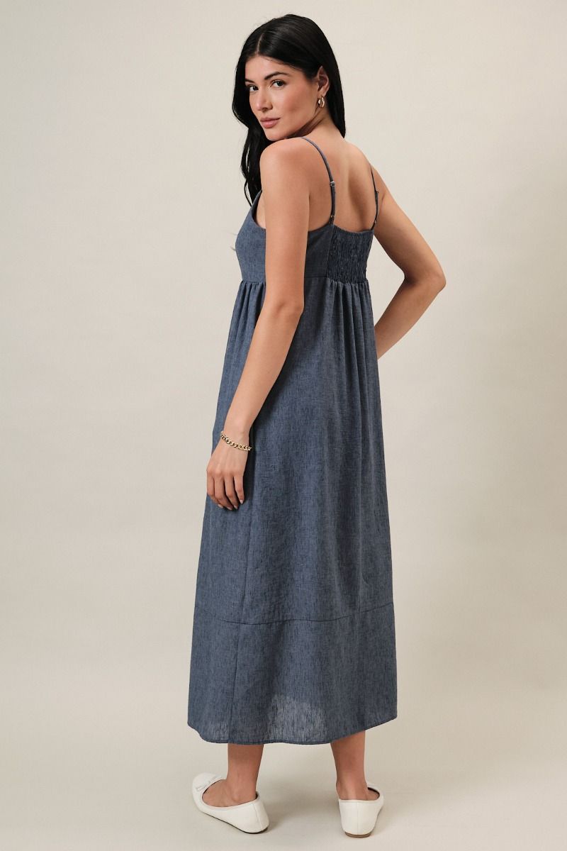 Denim Smocked Back Dress