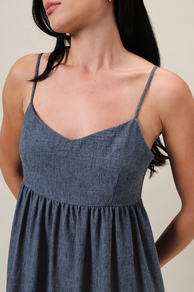 Denim Smocked Back Dress