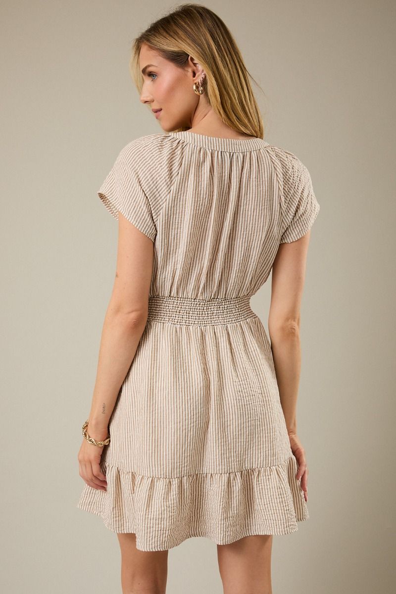 Cinched Hem Striped Dress