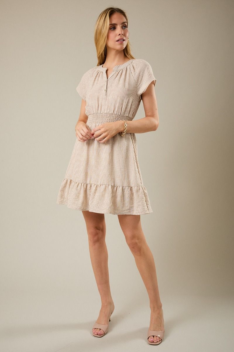 Cinched Hem Striped Dress