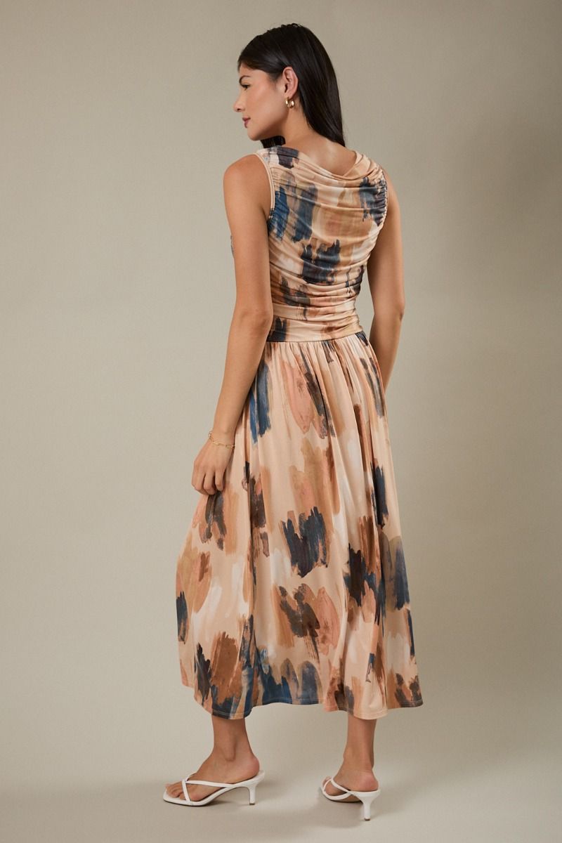 Abstract Side Ruched Dress