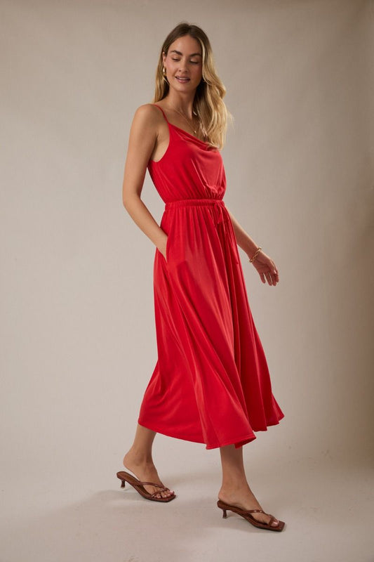 Elastic Waist Flare Dress