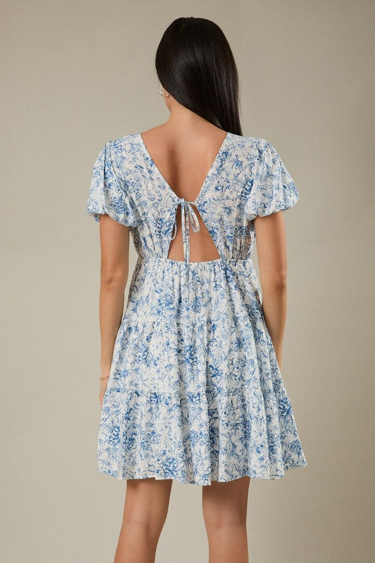 Cut Out Back Floral Dress
