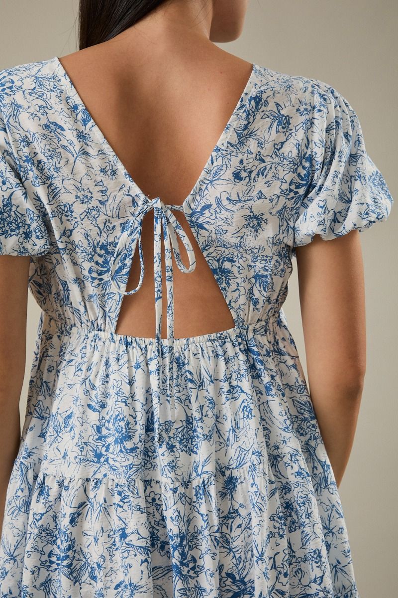 Cut Out Back Floral Dress