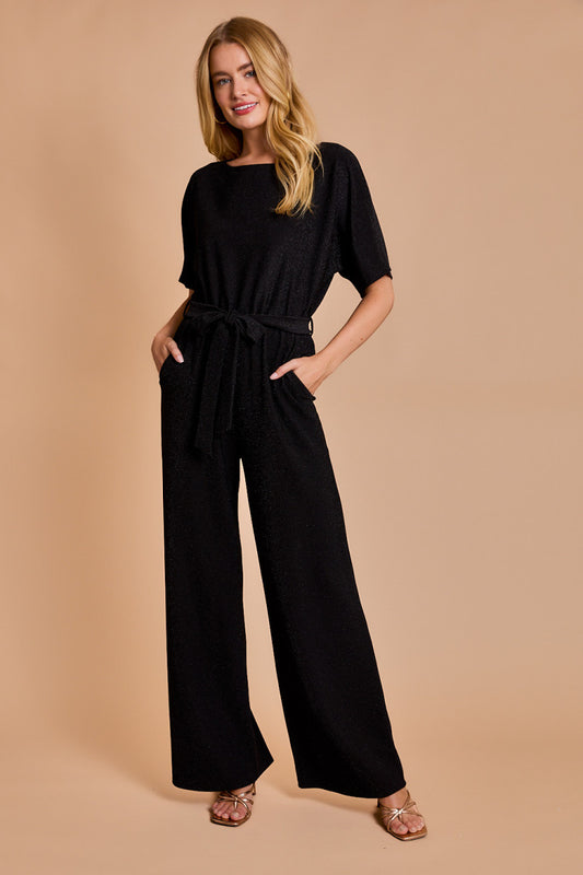 Shimmer Short Sleeve Jumpsuit