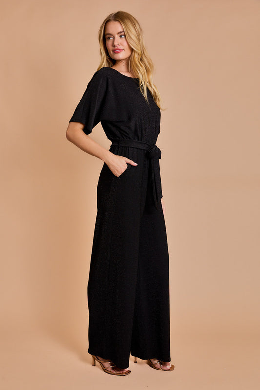 Shimmer Short Sleeve Jumpsuit