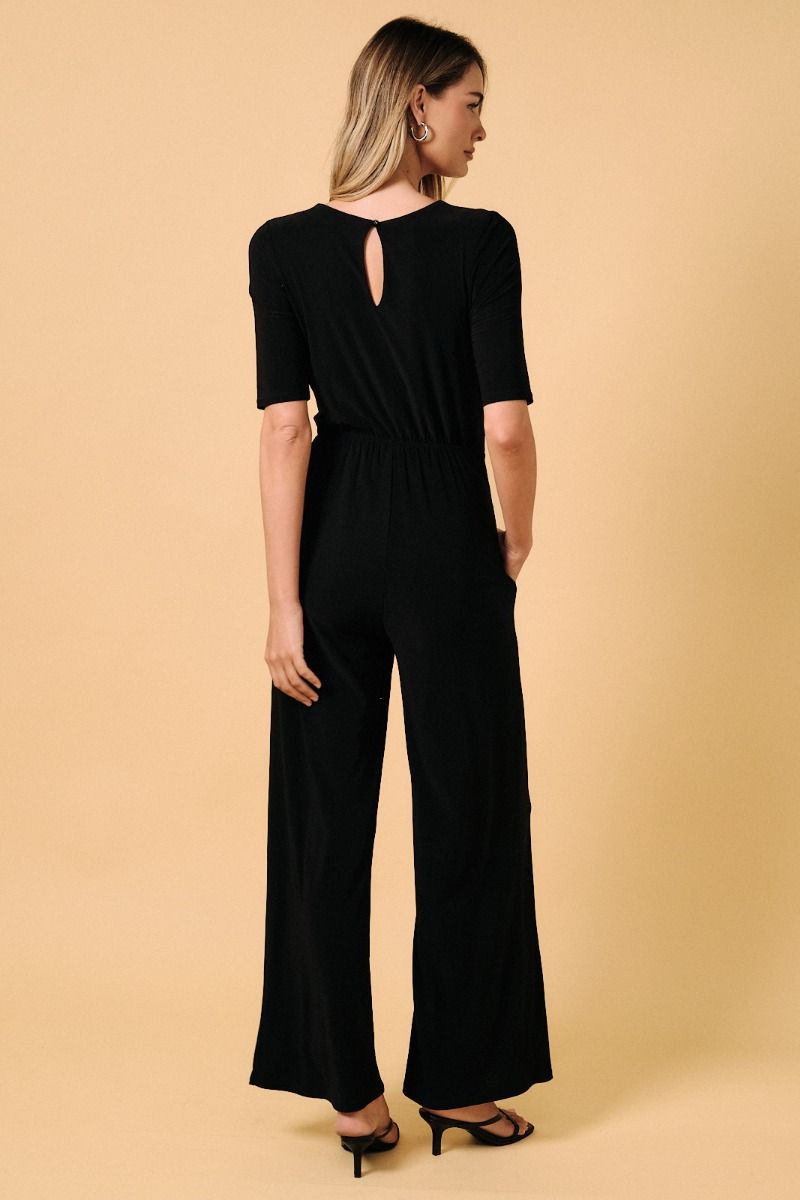 Short Sleeve Wrap Jumpsuit
