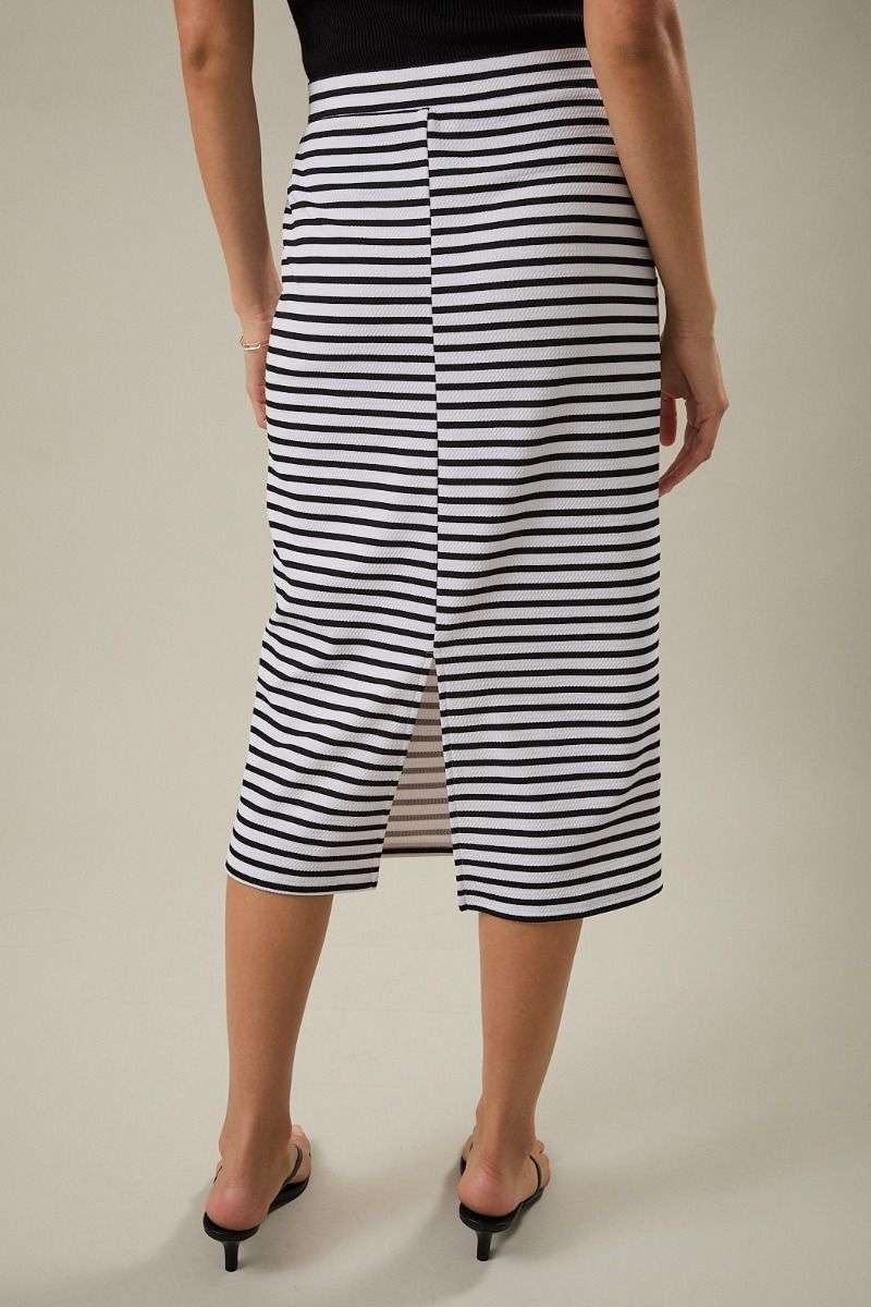 Back Slit Striped Skirt