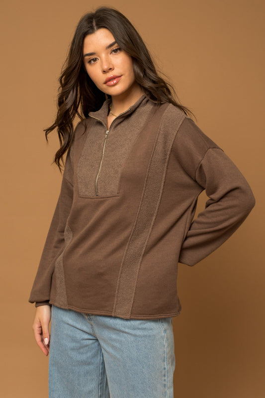 Half Zip Contrast Top