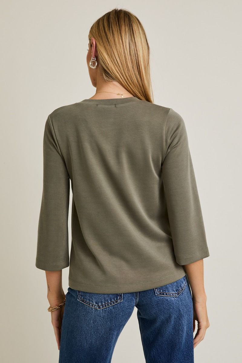 Round Neck Olive Top