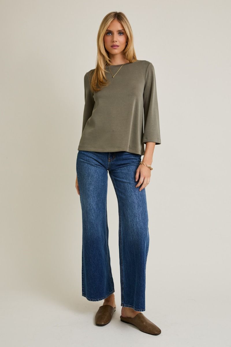 Round Neck Olive Top