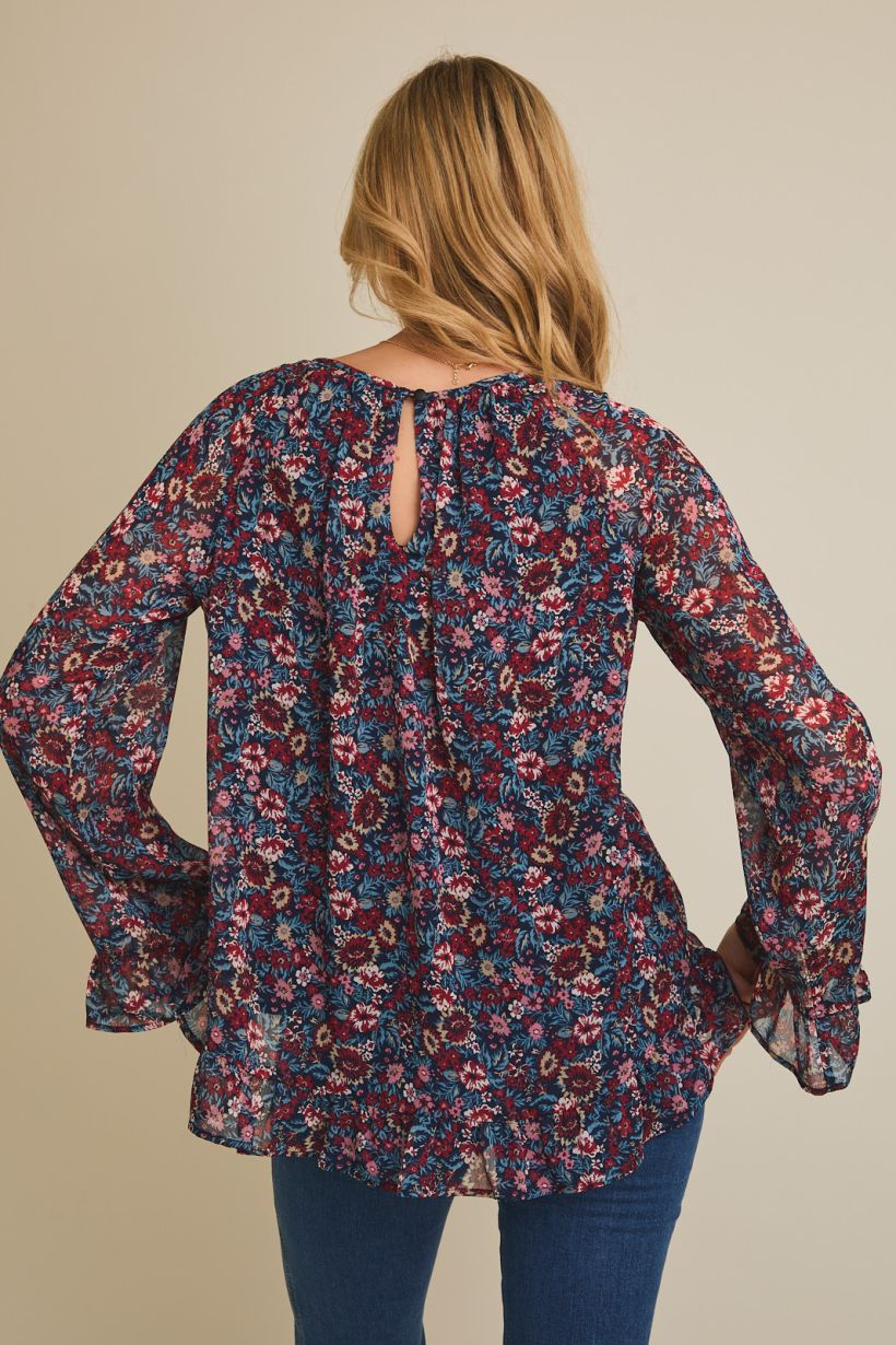 Floral Ruffle Hem Top