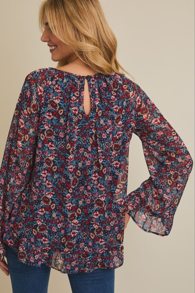 Floral Ruffle Hem Top