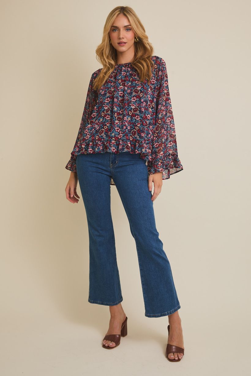 Floral Ruffle Hem Top