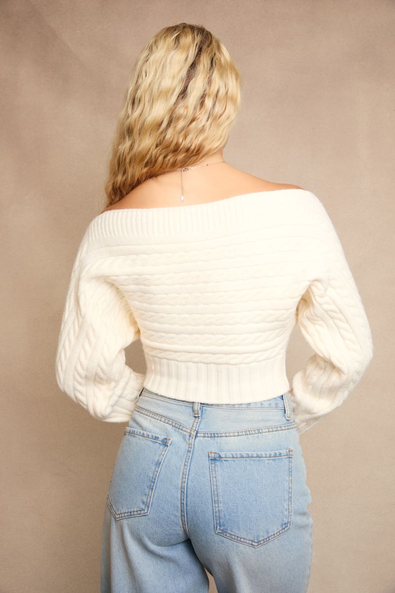 Off Shoulder Button Sweater