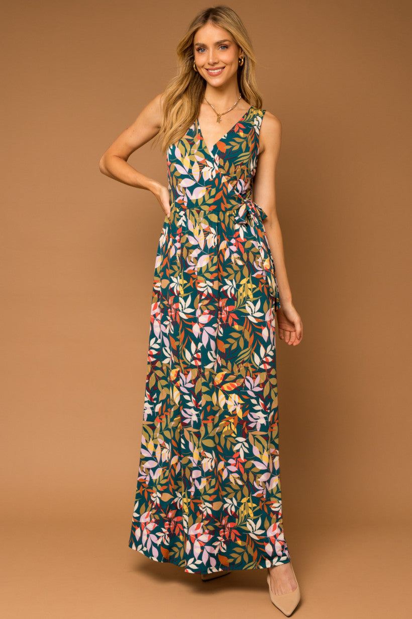 Wrap Top Floral Print Maxi Dress