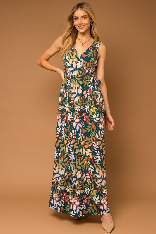 Wrap Top Floral Print Maxi Dress