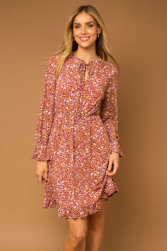Tie Neck Ditsy Dress