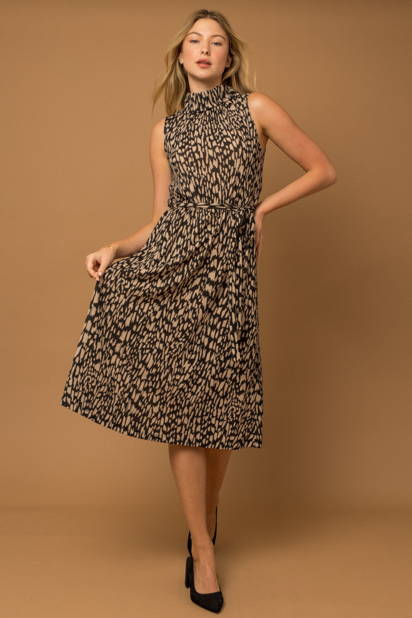 Turtleneck Animal Print Dress