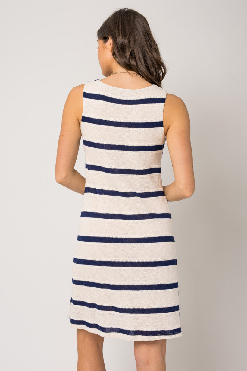 Navy and Ivory Striped Dress