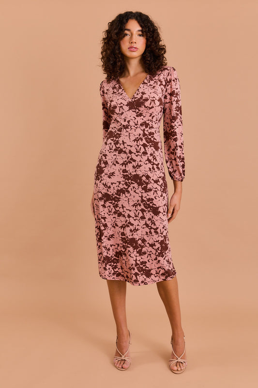 Faux Wrap Side Slit Dress