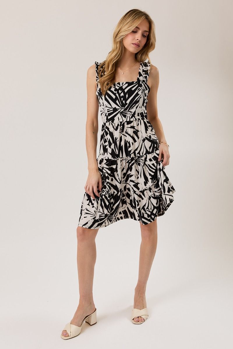 Square Neck Ruffle Strap Dress