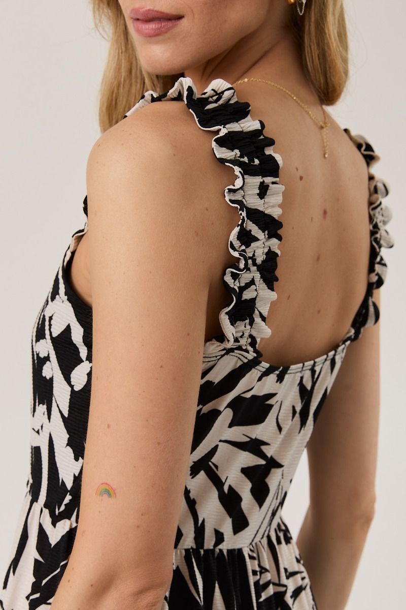 Square Neck Ruffle Strap Dress